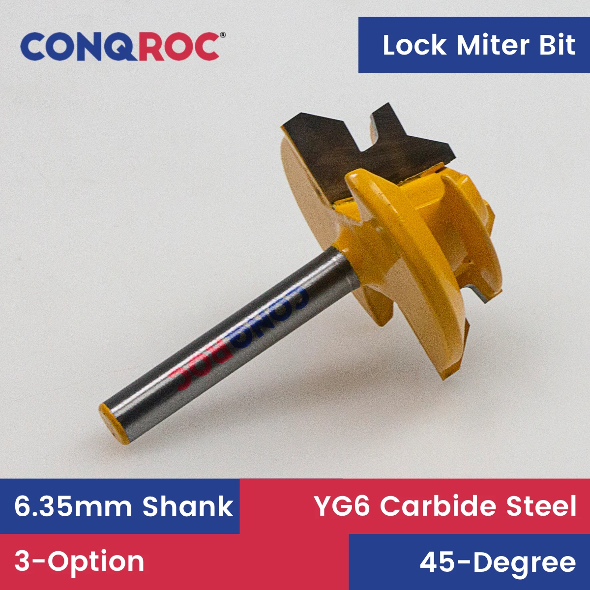 

1/4" (6.35mm) Shank 45-Degree Lock Miter Router Bit Diameter-1-1/2" Cutting Length-5/8" Wood Glue Joint Milling Cutter