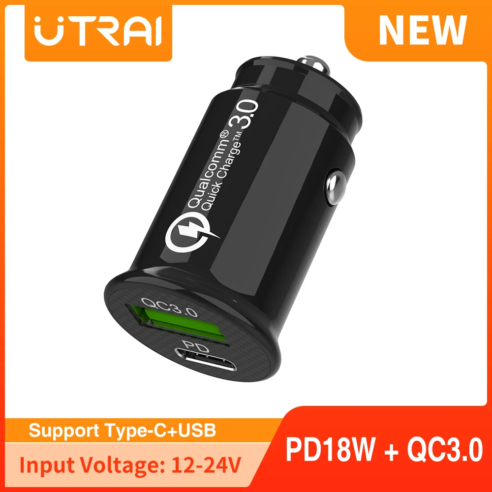 

Автомобильное зарядное устройство с 2 портами USB Type-C, быстрая зарядка PD QC3.0 FCP AFC, автомобильное зарядное устройство для телефона с быстрой за...