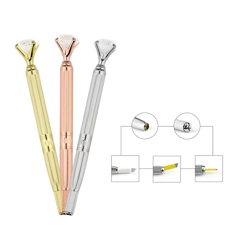 

3D Manual Eyebrow Tattoo Pen Microblading Brow Lips Embroidery Munsu Tebori With Diamond Semi-Permanent Makeup Tattoo Acessories