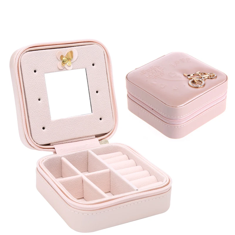 

Leather Jewelry Display Box Portable Jewelry Box Necklace Earring Ring Display Cosmetic Storage Box