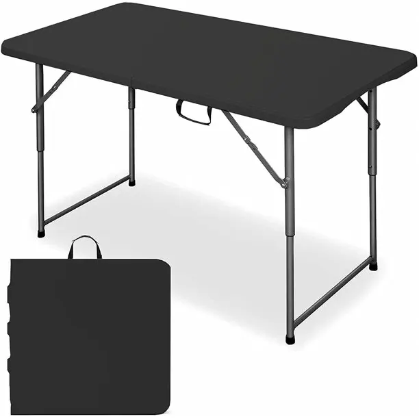 

4 Foot Camping and Utility Folding Table Height Adjustable Portable Foldable Table Camping Outdoor Furniture Computer Bed Tables