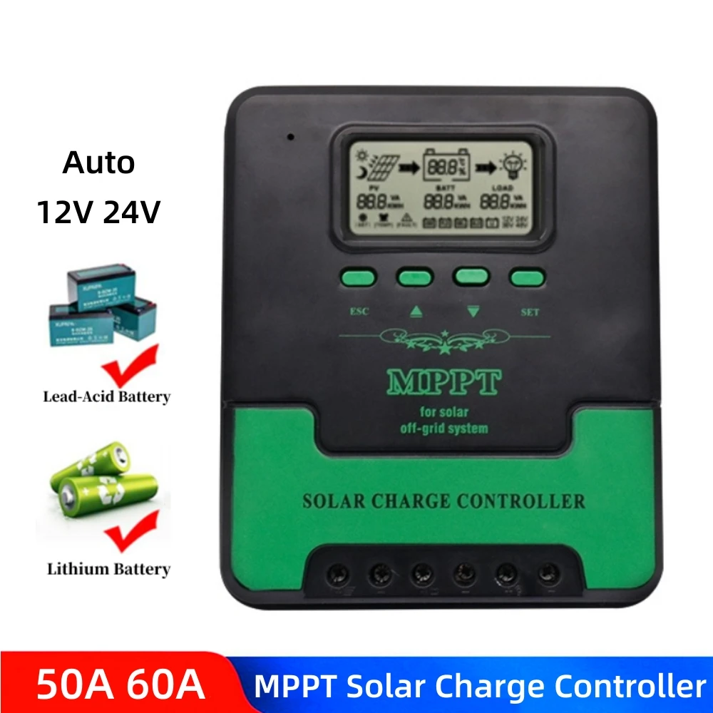 

40A 50A 60A MPPT Solar Charge Controller 100VDC Solar Panel Regulator For 12V 24V Lead Acid/Sealed/Gel/Lithium Battery