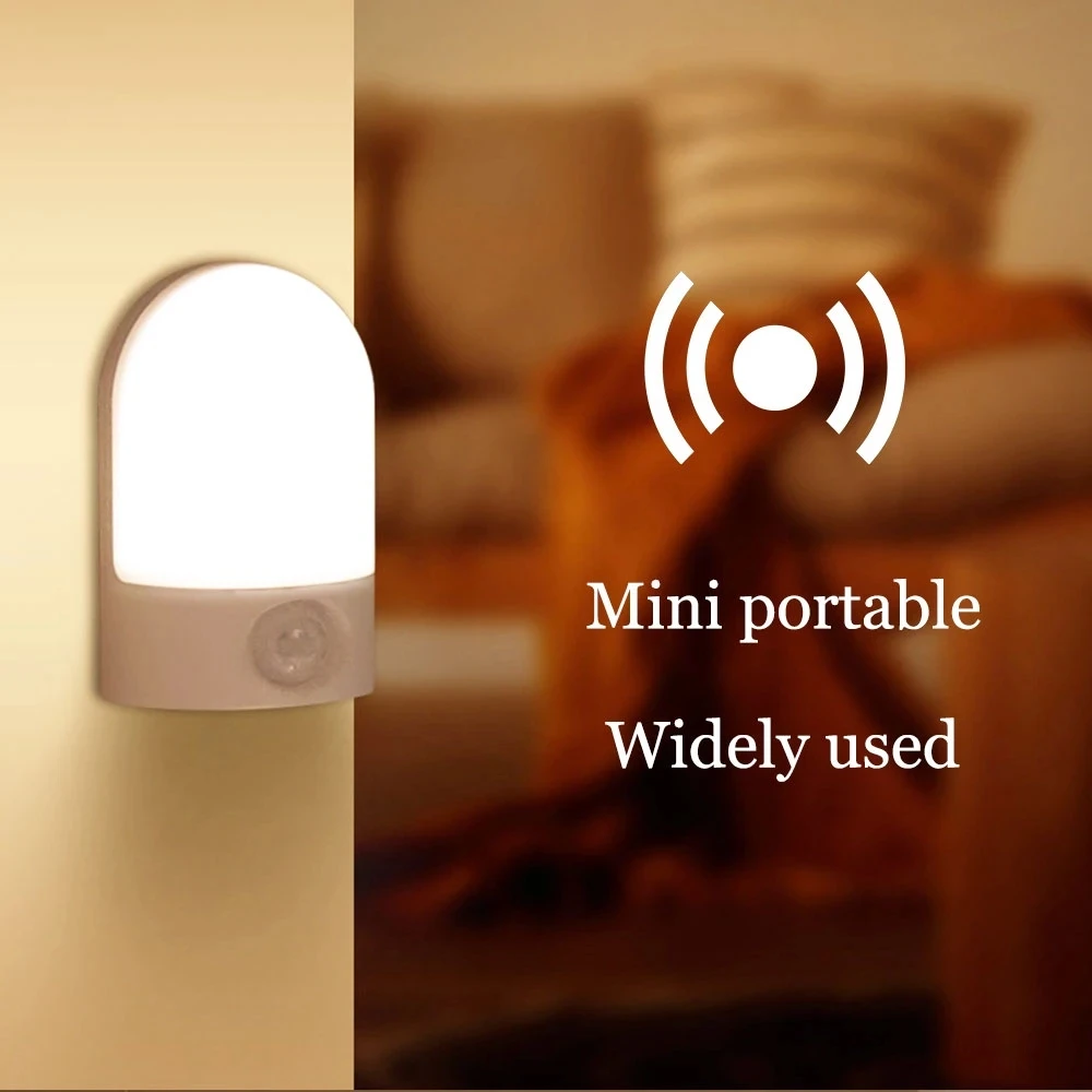 New LED Wireless Motion Sensor Night Light Mini Smart Night Light Wall Lamp Kitchen Cabinet Bedroom Wardrobe Lighting Light