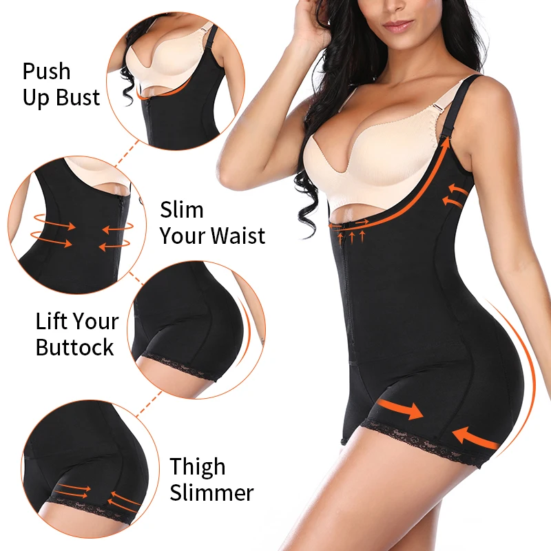 Women Full Body Shaper Open-Bust Underwear Waist Trainer Corset Tummy Control Panties Seamless Slimming Bodysuit Butt Lifter