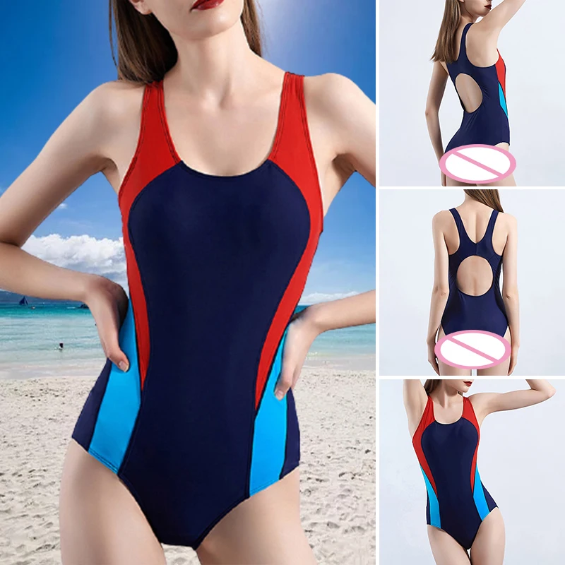 

Women One Piece Swimsuits High Cut Swimwear Color Block Backless Comfortable Women One Piece Swimsuits XR-Hot