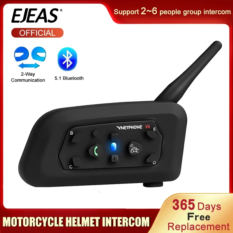 

VNETPHONE V6 домофон мотоциклетный Bluetooth шлем гарнитура 1,2 км 850 мАч IP65 6 всадников MP3 gps переговорные