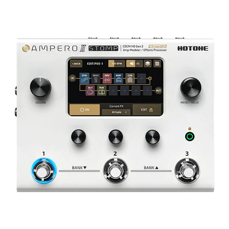 

Hotone Ampero II Guitar Bass Amp Modeling IR Cabinets Simulation Multi-Effects Pedal MIDI I/O Stereo OTG USB Audio Interface