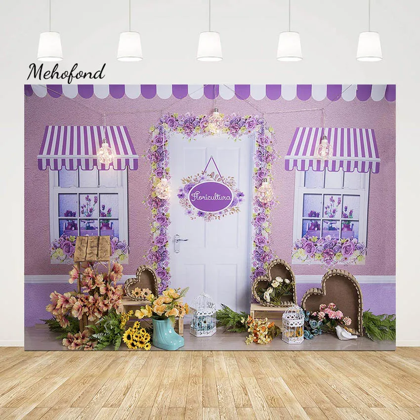 

Mehofond Flower Shop Cement Wall Window Photography Backdrops Spring Easter Decoration Girl Birthday Photo Backgrounds Photozone