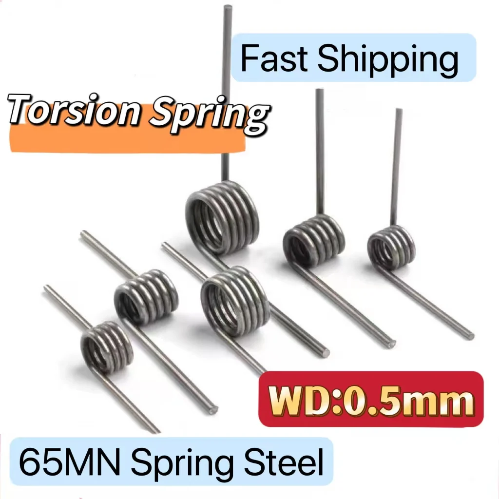 

V-Shaped Helical Torsion Spring 65Mn Steel Helicaltorsio Ring Wire Diameter 0.5mm Angle 60 90 120 180 Degrees 5Pieces Custom