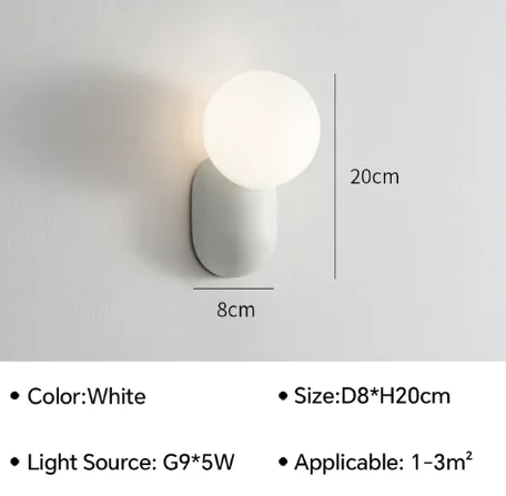 

Современный светодиодный настенный светильник со стеклянным шаром, креативный кремовый стиль, домашний декор для гостиной, спальни, прикроватная лампа, молочный боб, минималистичный дизайн