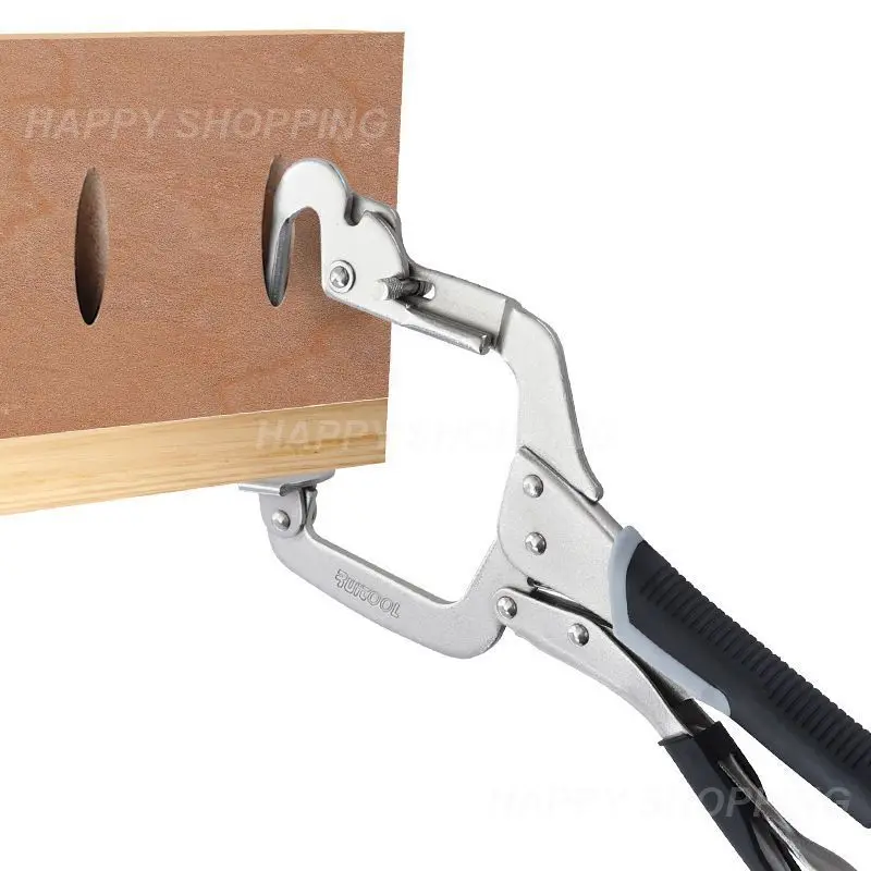 

12Inch 2-In-1 C-type Strong Pliers Flat Head Oblique Hole Round Wood Tenon Positioning Woodworking And Pocket Hole Clamping Tool