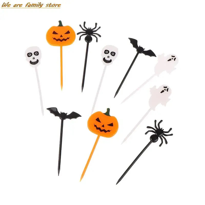 

10pcs/set Cartoon Children Cake Dessert Pick Toothpick Lunch Pick Halloween Fruit Fork Food Fork Bento Lunches Party Decoration