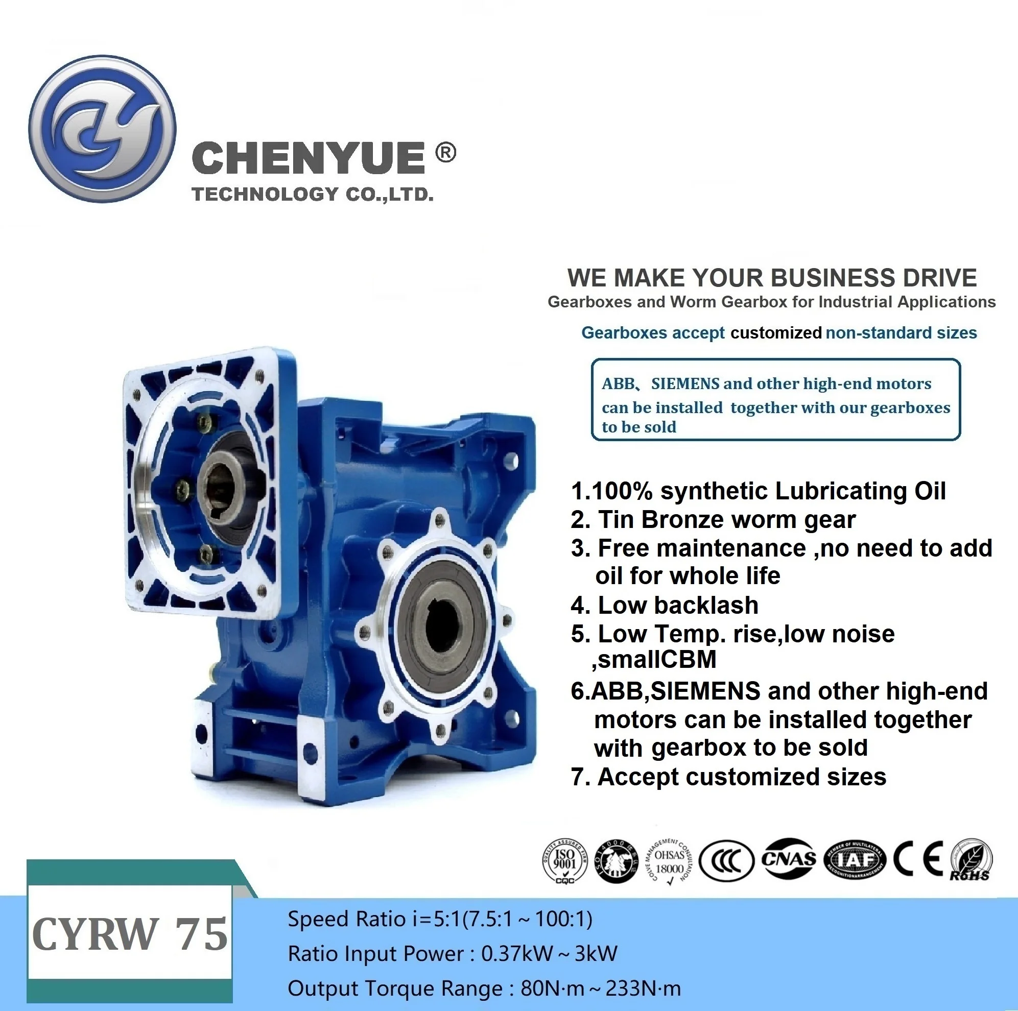 Червячная коробка передач CHENYUE редуктор скорости с высоким крутящим моментом NMRW75