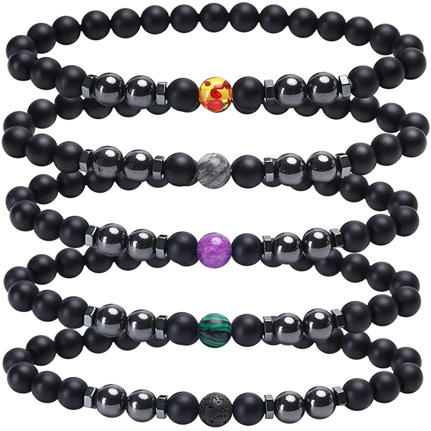 

Weight Loss Magnetic Matte Onyx Hematite 6MM Beaded Bracelet Anklet Women's Strand Anti Swelling Therapy Anklet Healing Chakra