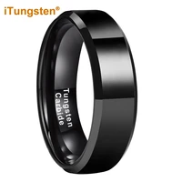 itungsten 6mm 8mm engagement wedding band black tungsten carbide finger ring men women fashion jewelry beveled comfort fit