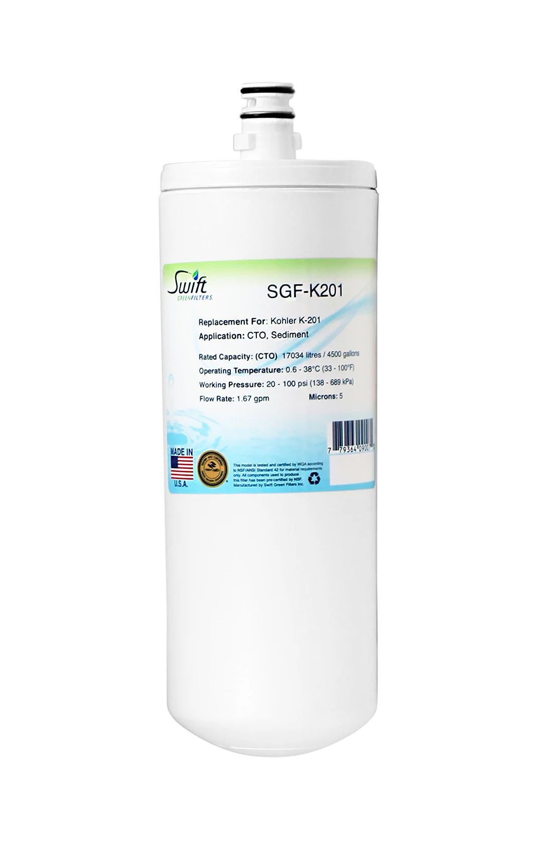 SGF-K201 Replacement Water Filter for Kohler K-201,1 Pack