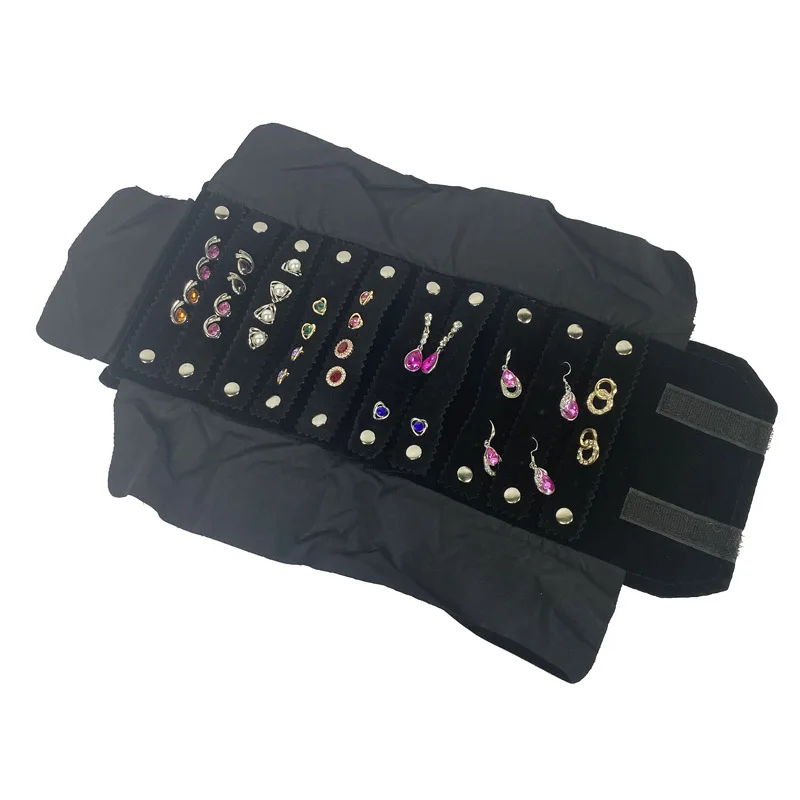 Jewelry Storage Flannel Roll Bag Ring Bracelet Out Portable Collection Roll Bag Multifunctional Storage Jewelry Bag
