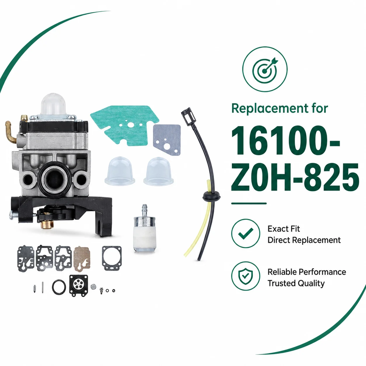 Фото Комплект карбюратора для триммеров Honda GX35 GX35NT HHT35S HHT35 FG110(K1) UMC435, топливная трубка и втулка, замена 16100-Z0Z-815 16100-Z0H-053 WYB-16C №1