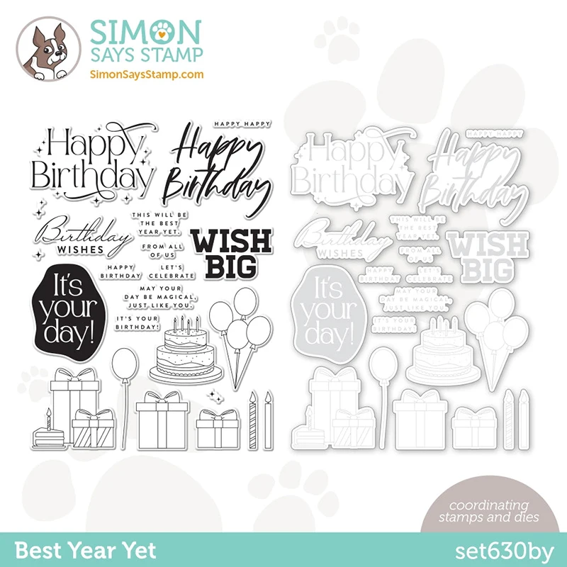 

2023 New Modern Best Year Yet Gift Balloon Clear Stamp Metal Cutting Dies For DIY Craft Making Greeting Card Word Scrapbooking