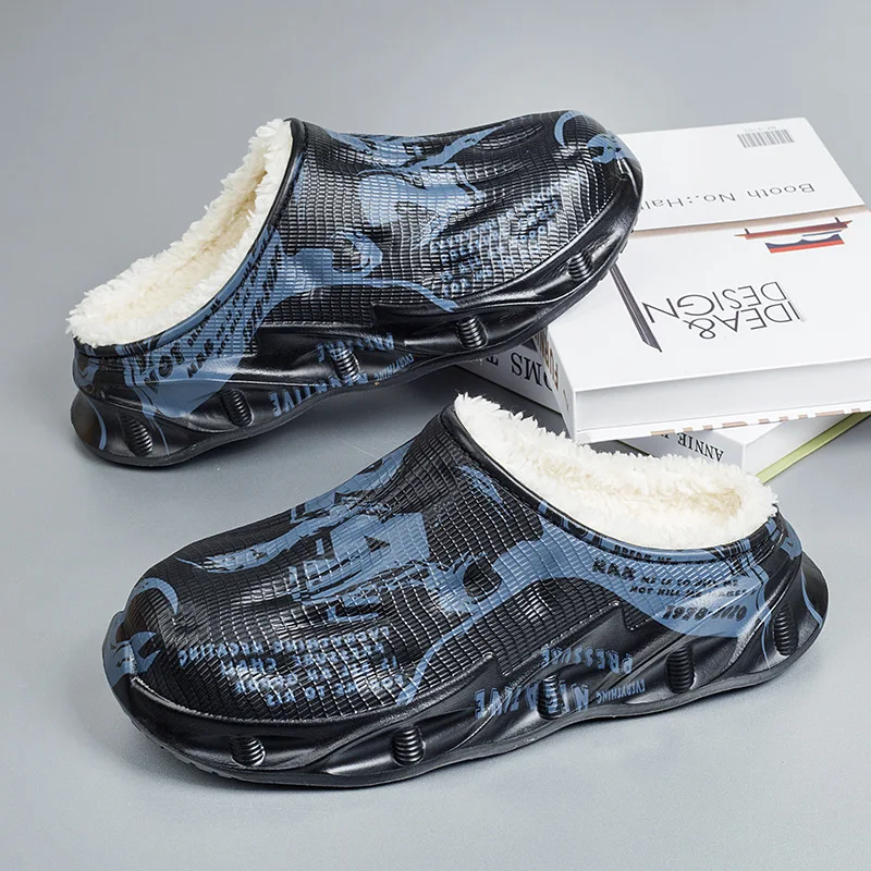 

2023 Home Cotton Shoes Men's Winter Plucked Warm Feet Indoor Anti slip Waterproof Casual Men's and Women's Cotton Slippers