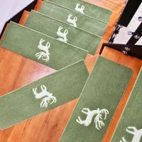 LUOLAL Stair Step Mat Glue-free Self-adhesive Stair Solid Wood Floor Rug Absorbent Dirt-resistant Mute Luminous Home Carpet