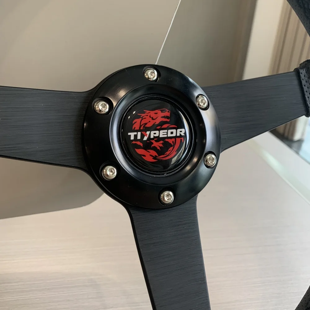 Авто рулевое колесо из микрофибры с черной подставкой TIYPEOR 345 мм