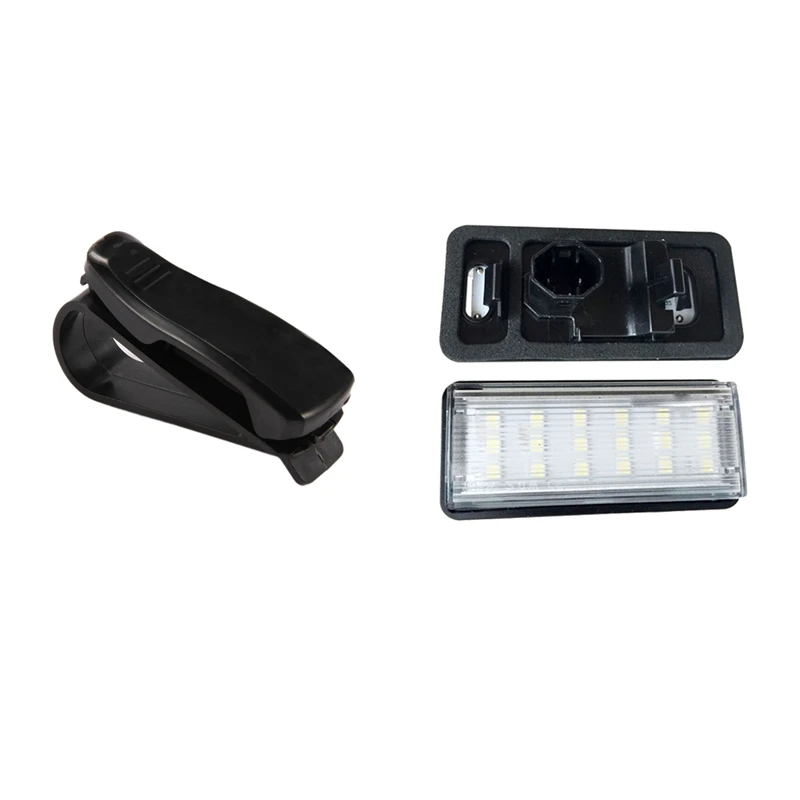 

3 Pcs Car Accessories: 1 Pcs Car Clamp Clip Holder Sunglasses Billet Card & 2 Pcs Car License Plate Light