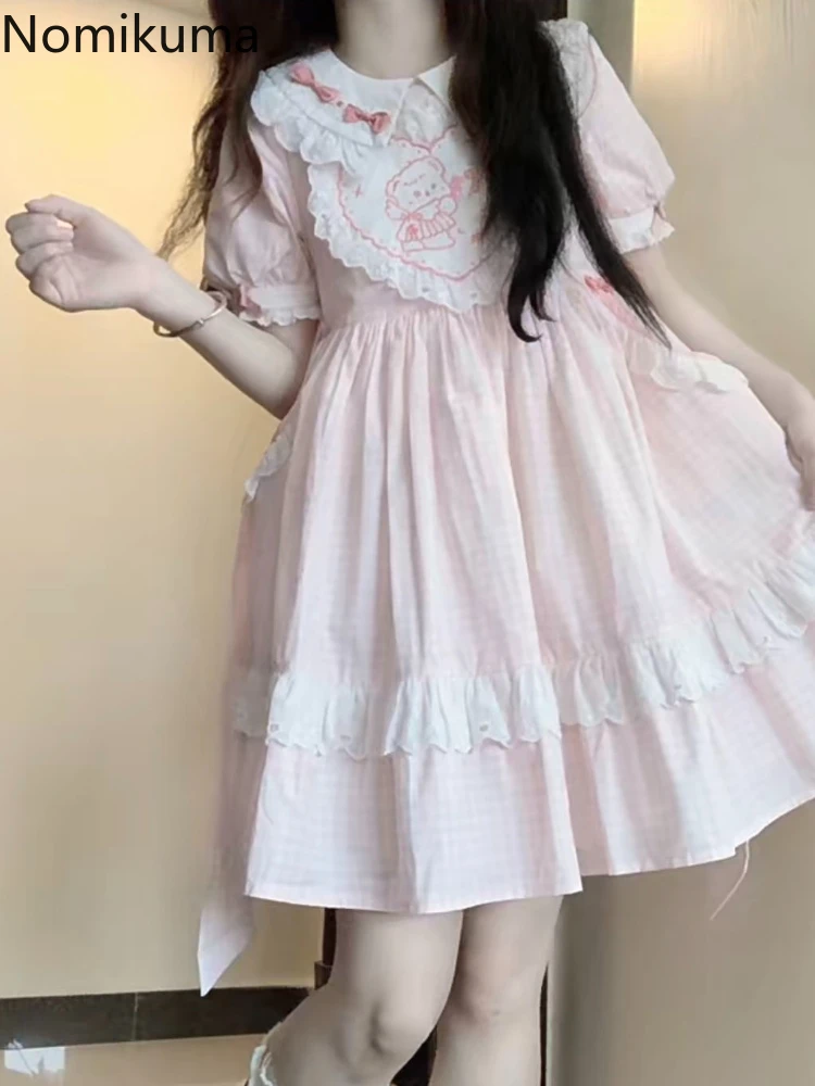 Женская одежда милые платья летнее платье с воротником Питера Пэна и длинными