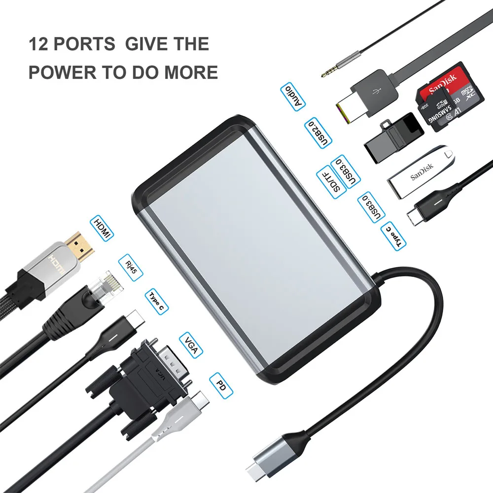 

Typec 12 In 1 docking station vertical conversion USB hub dedicated for Apple computers