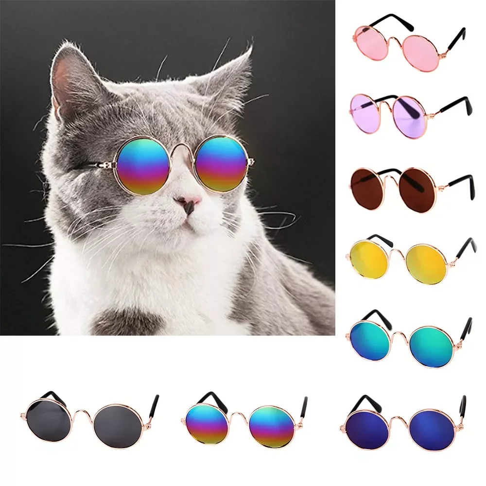 

Cool Sunglasses Pet Dog Vintage Round Glasses Products Puppy Photos Props Decorations Animals Lovely Eye-Wear Accessories