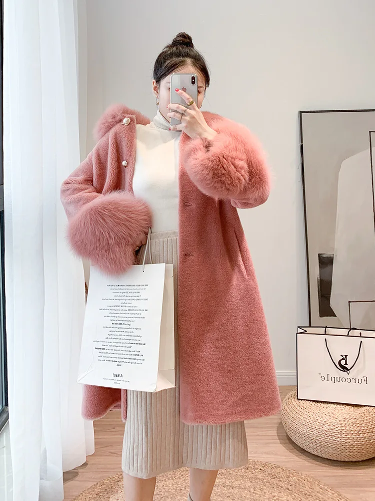 Winter Real Fur Thick Women's mid-length fox fur coat for autumn/Winter 2022 Warm Outwear Woolen Jackets