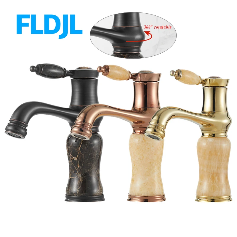 

FLDJL Basin Brass Faucets Bathroom Deck Mounted Rose Gold Mixer Tap Single Handle Single Hole Hot and Cold Washbasin Tap