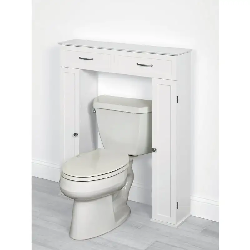 

Top Bathroom Storage Console Cabinet with 8 Shelves, White