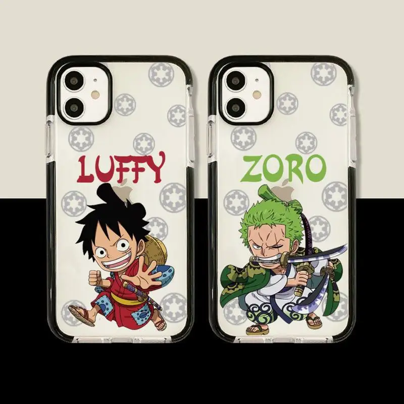 

One PiECes Luffys ZoRoS Choppers Phone Case For iphone 14 Plus 13 12 11 Pro Max Soft Transparent Black Border Capa Cover