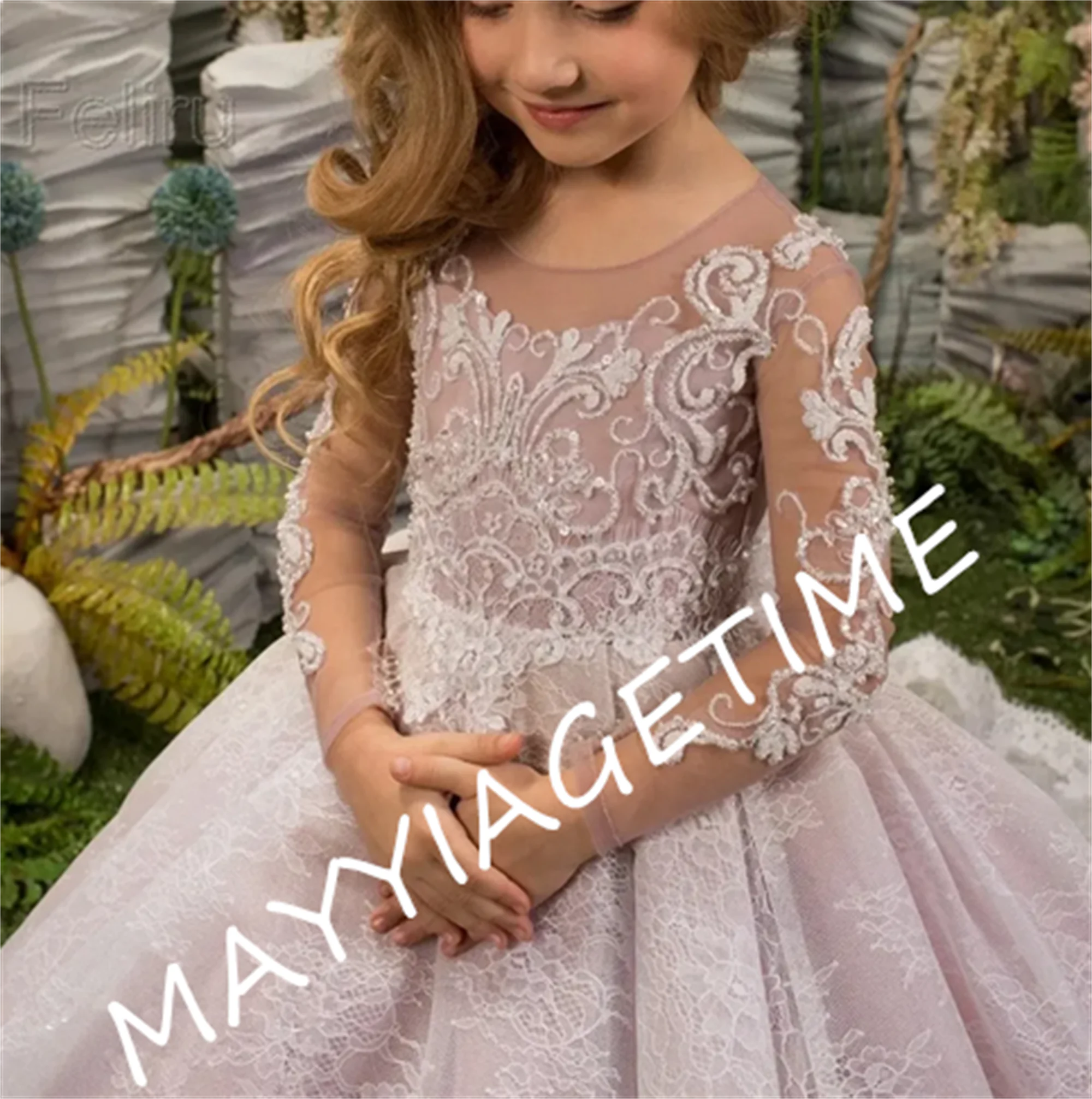 

Платья для девочек с цветами, свадебные платья, детские Бальные платья с перьями для первого причастия, платья принцессы до пола