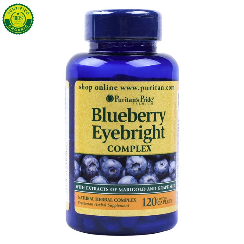 

US Puritan's Pride Blueberry Eyebright Extract Complex with Marigold Grape Seed 120 Capsules