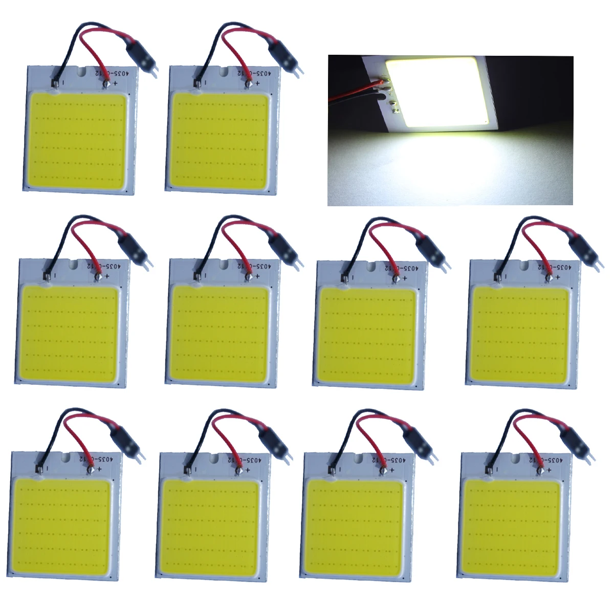 COB 10-Pack 48-SMD DC12V светодиодный панель купольная лампа автомобильная интерьерная лампа для чтения детская потолочная Проводная лампа с T10 Festoon BA9s