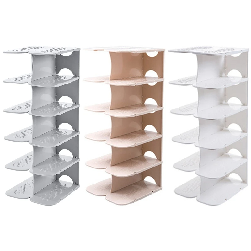 

6 Layers Shoe Organizer Rack DIY Assembly Stackable Entryway Storage Shelf Stand