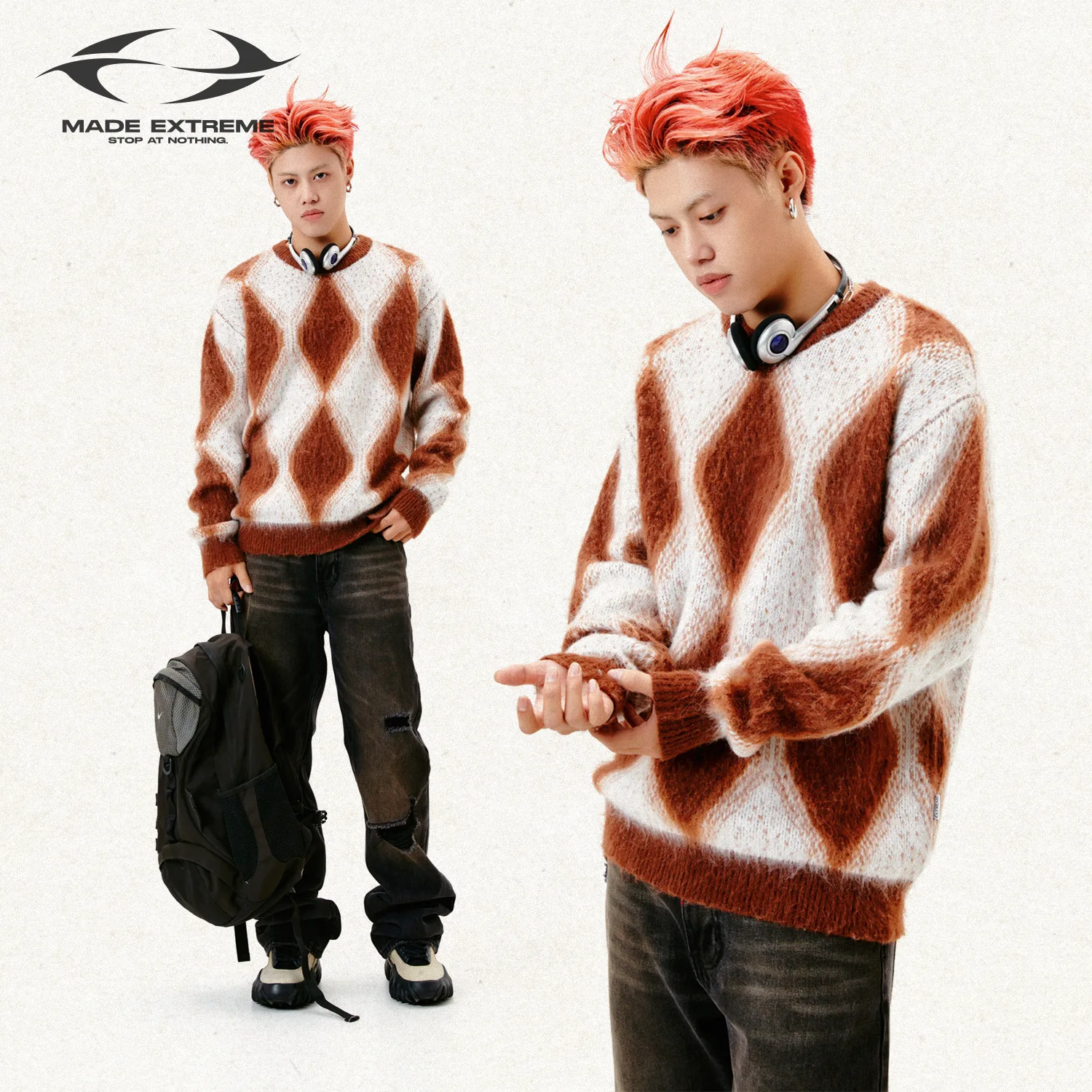 

MADE EXTREME Classic Retro European American Campus Lingge Casual Knitwear Sweater for Men Women