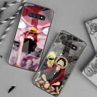anime one piece monkey d luffy phone case tempered glass for samsung s20 ultra s7 s8 s9 s10 note 8 9 10 pro plus cover