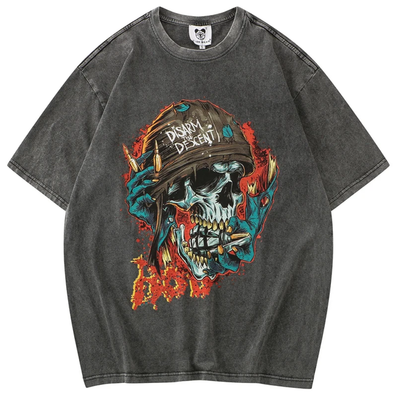 

2022 Unisex Short Sleeve 100%Cotton t shirts Oversize Vintage T shirt Tops Mens Harajuku Retro Printed Washed Distress Tee Shirt