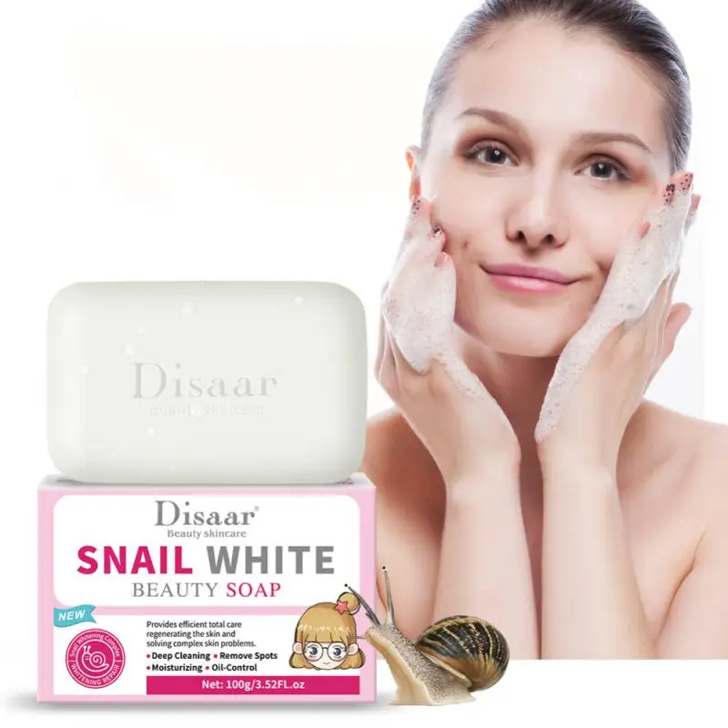 

Disaar 100g Snail Essence Soap Collagen Eliminates Wrinkles Remove Acne Scar Whitening Anti Aging Face Care Cleansing Cream HOT