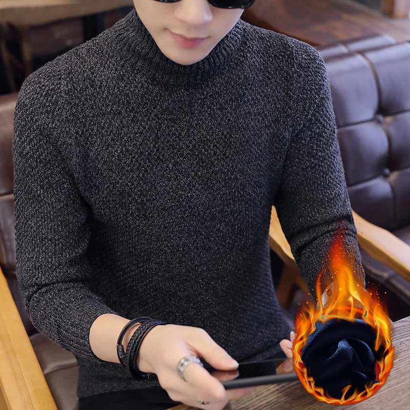 Men Winter Fall Turtleneck Sweaters Pullover Knitwear Casual High Neck Long Sleeves Sweater Autumn Fashion Male  Clothing Tops
