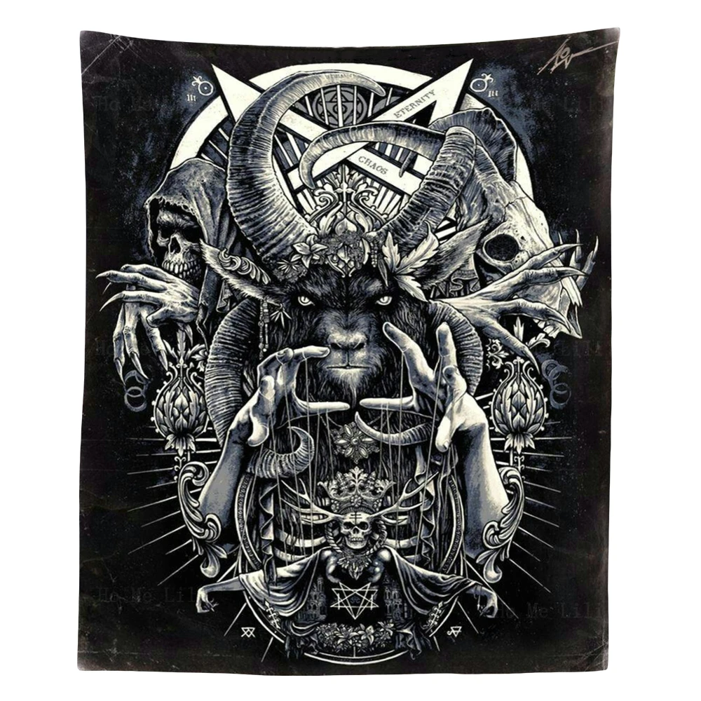 

Dark Art Satan The Devil Goat Head Pentagram Baphomet Punk Gothic Posters Tapestry By Ho Me Lili For Livingroom Wall Decor