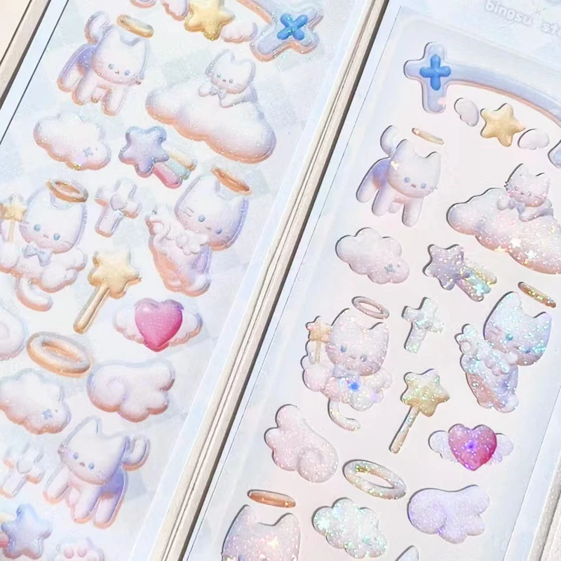 Korean ins Cute Angel Rabbit Sticker Scrapbooking Idol DIY Album Decoration Sticker Aesthetic Personalized Kawaii Stationery