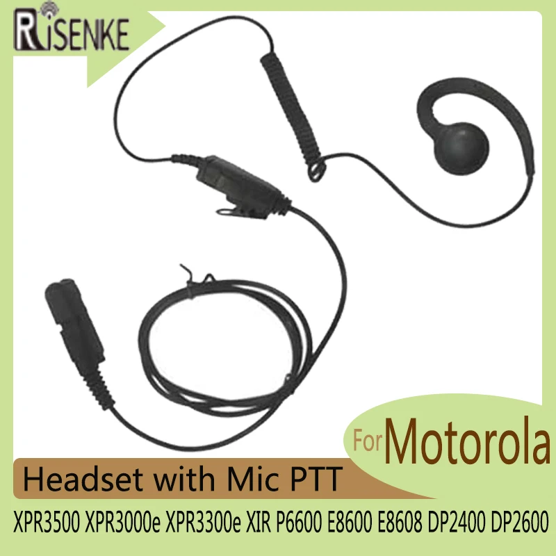 RISENKE Walkie Talkie Earpiece for Motorola XPR3500 XPR3000e XPR3300e XIR P6600 E8600 E8608 DP2400 DP2600 Radio Headset with Mic