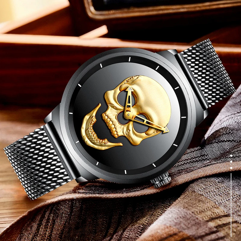 Мужские часы BIDEN кварцевые с большим циферблатом ремешок из нержавеющей стали