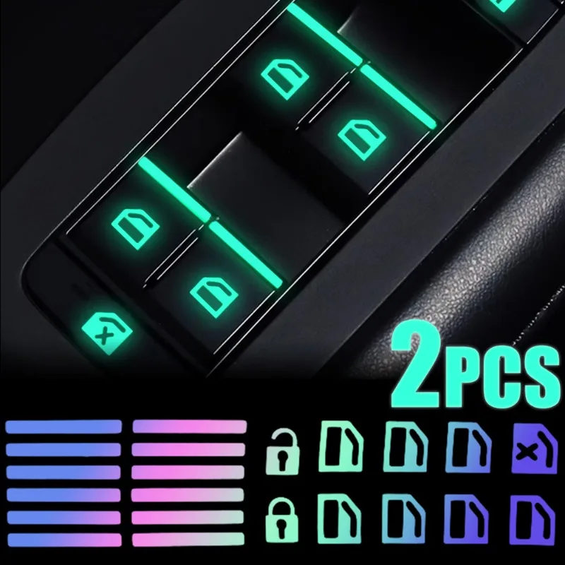 

Multicolour Car Luminous Button Stickers Window Lifter Switch Decals Night Glowing Interior Sticker for Toyota Camry Hyundai Kia