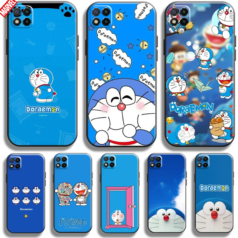 

Anime Doraemon For Xiaomi Redmi 9C 6.53 Inch Phone Case Back Black Silicone Cover Liquid Silicon Coque