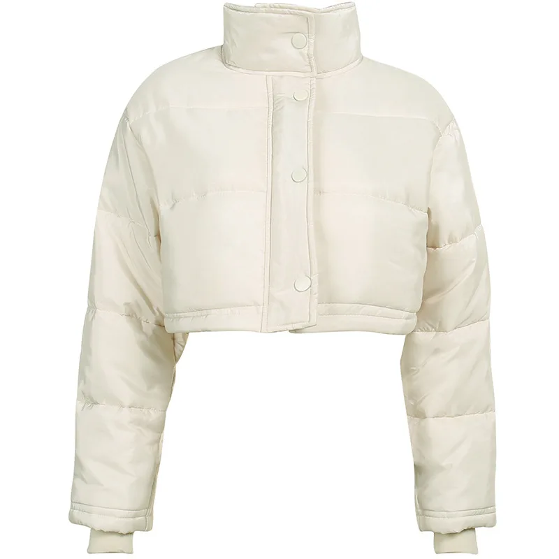 Collar Zipper Breasted Short Cotton Clothing Autumn Winter Fashion Temperament Casual Long Sleeve Coat Coat Winter Clothes Women